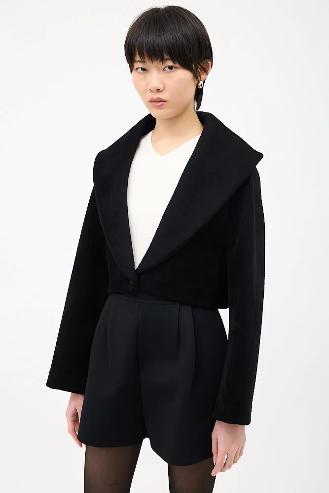 Black Shawl Collar Cropped Jacket