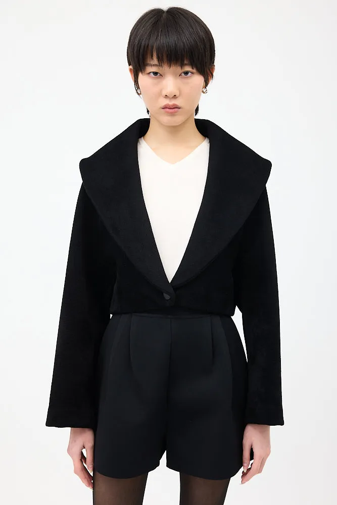 Black Shawl Collar Cropped Jacket