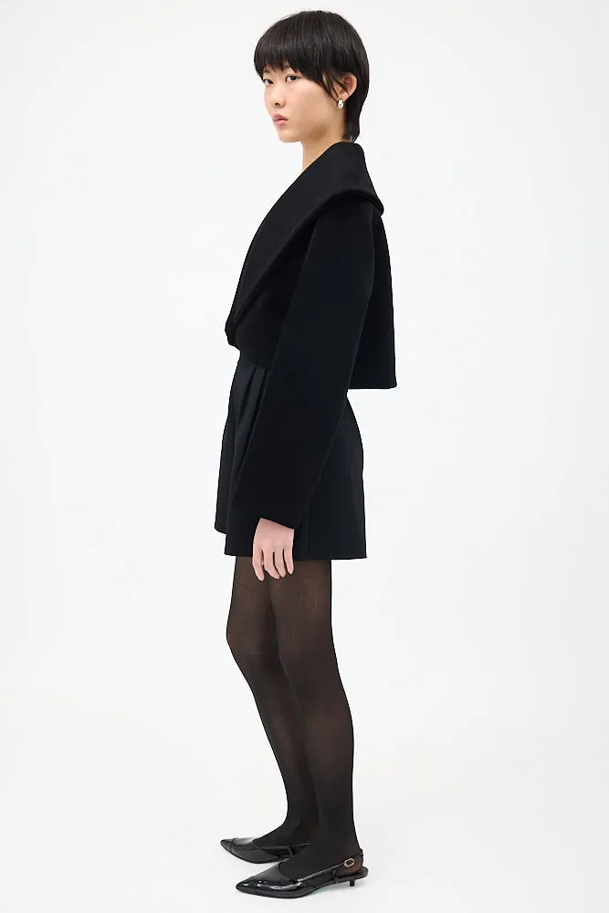 Black Shawl Collar Cropped Jacket