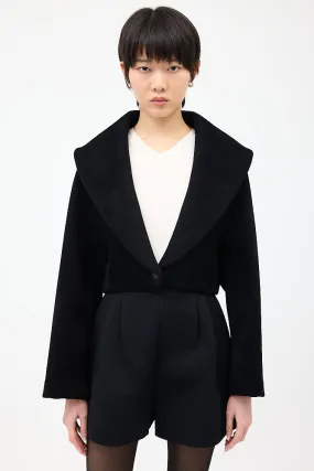 Black Shawl Collar Cropped Jacket