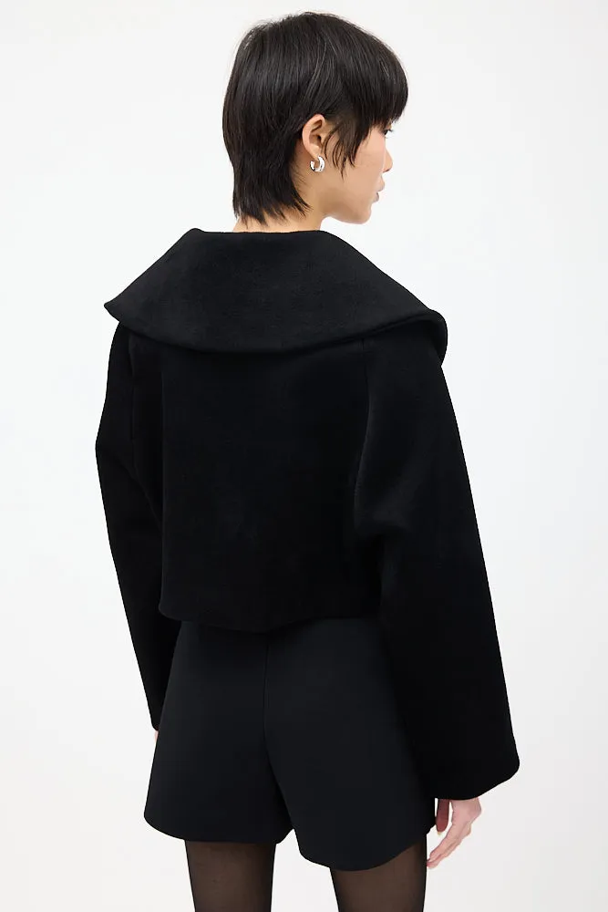 Black Shawl Collar Cropped Jacket