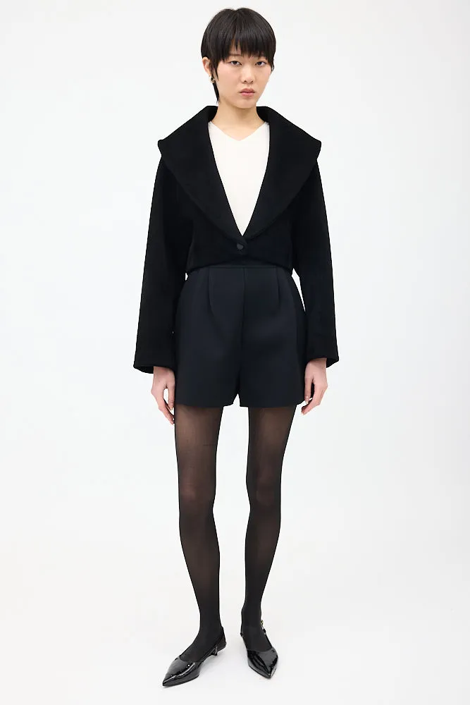 Black Shawl Collar Cropped Jacket