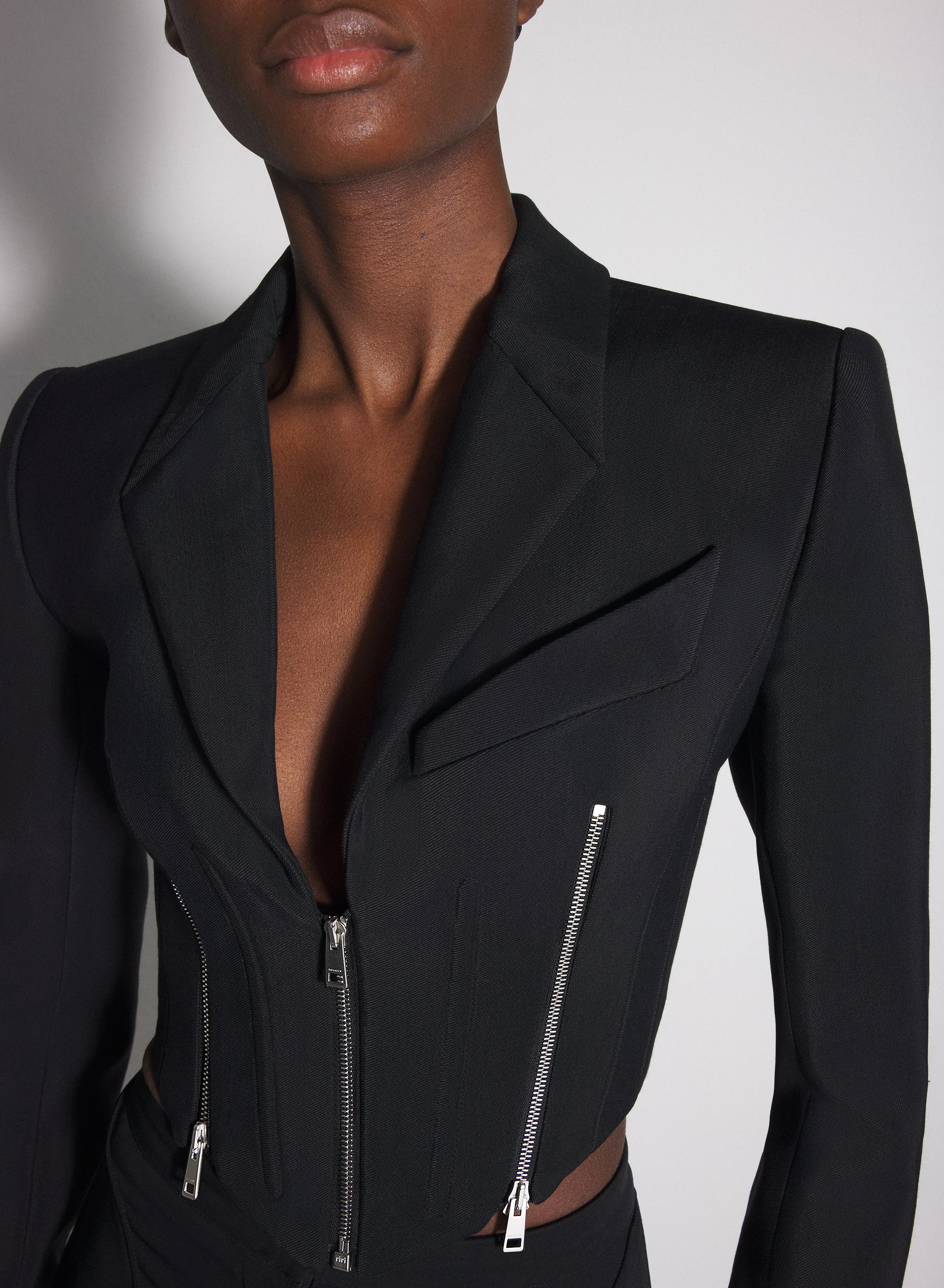 black zipped wool jacket