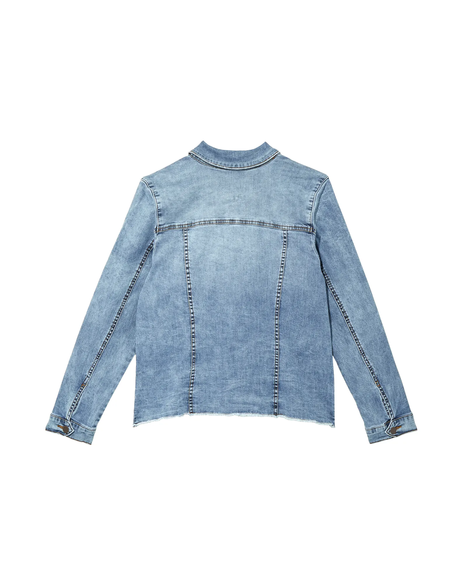 Blossom Jacket with Frayed Hem | Medium Wash