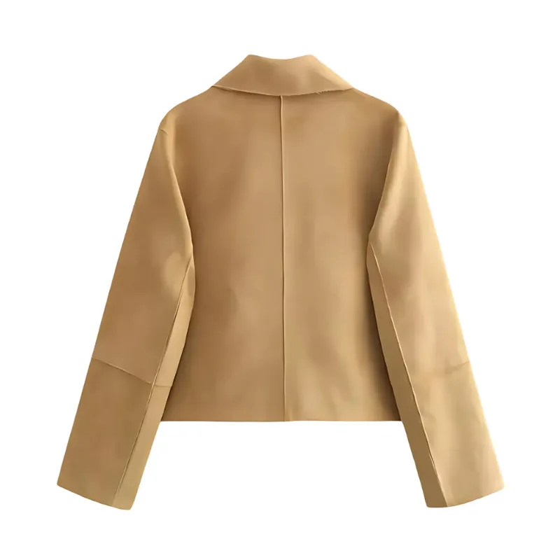 Boxy Suede Cropped Jacket with Flat Collar