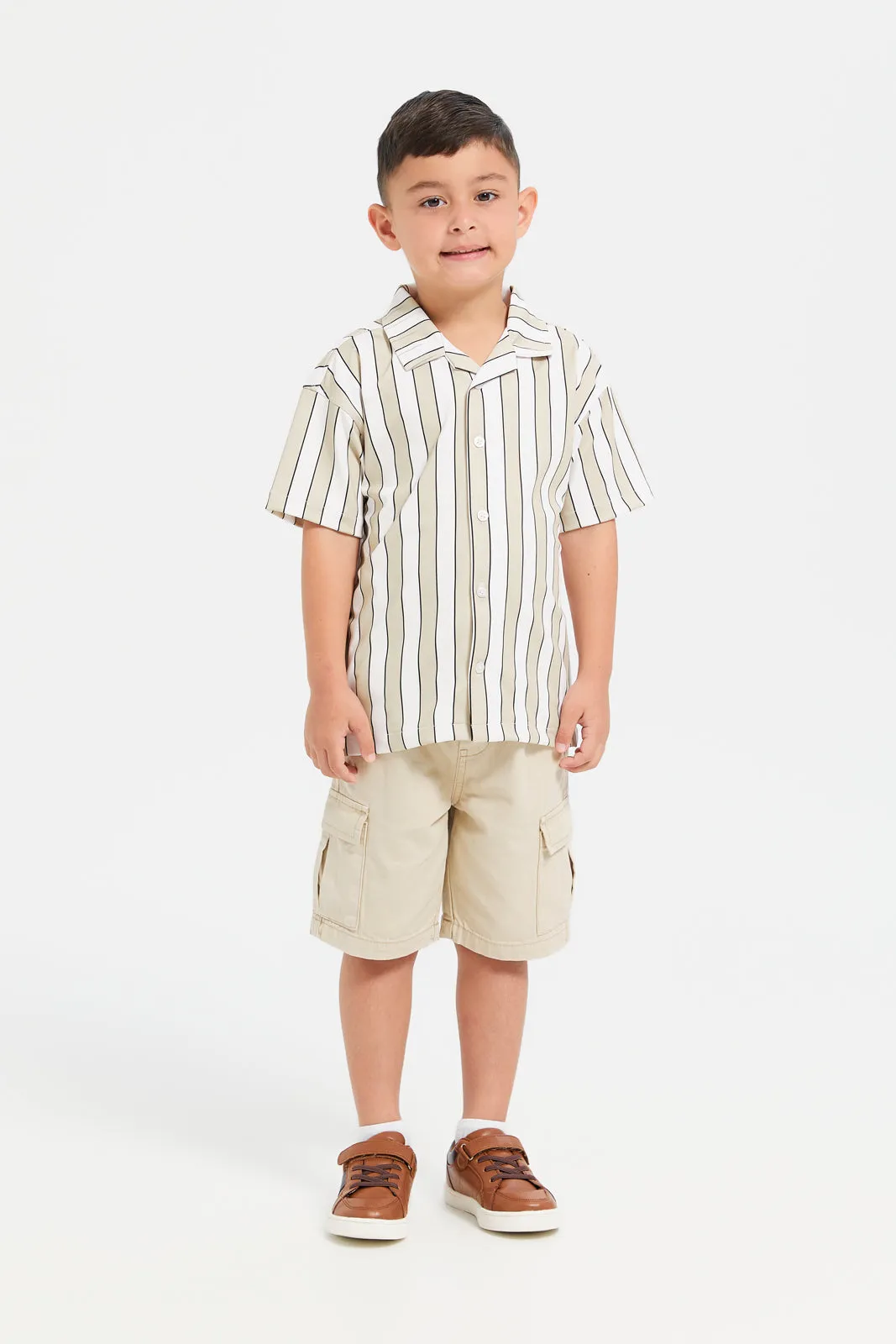 Boys Assorted Striped Short Sleeve Printed Knit Shirt