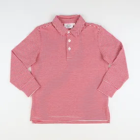 Boys Signature L/S Polo - Holiday Red Stripe Knit