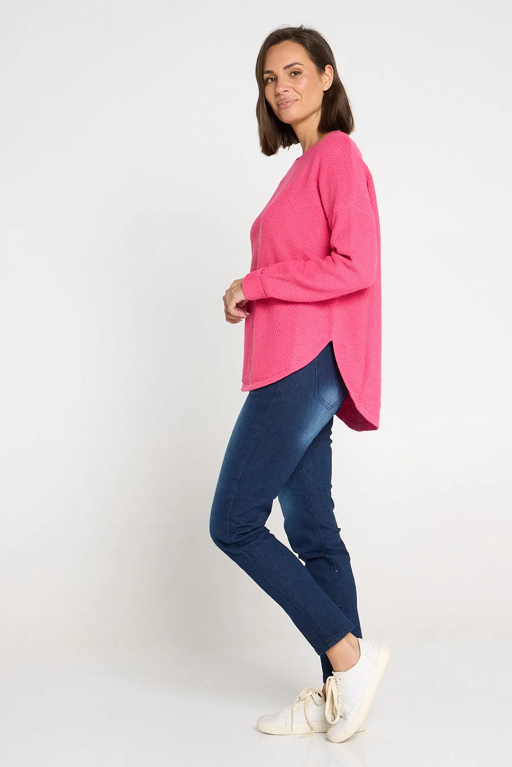 Brenda Waffle Knit - Hot Pink