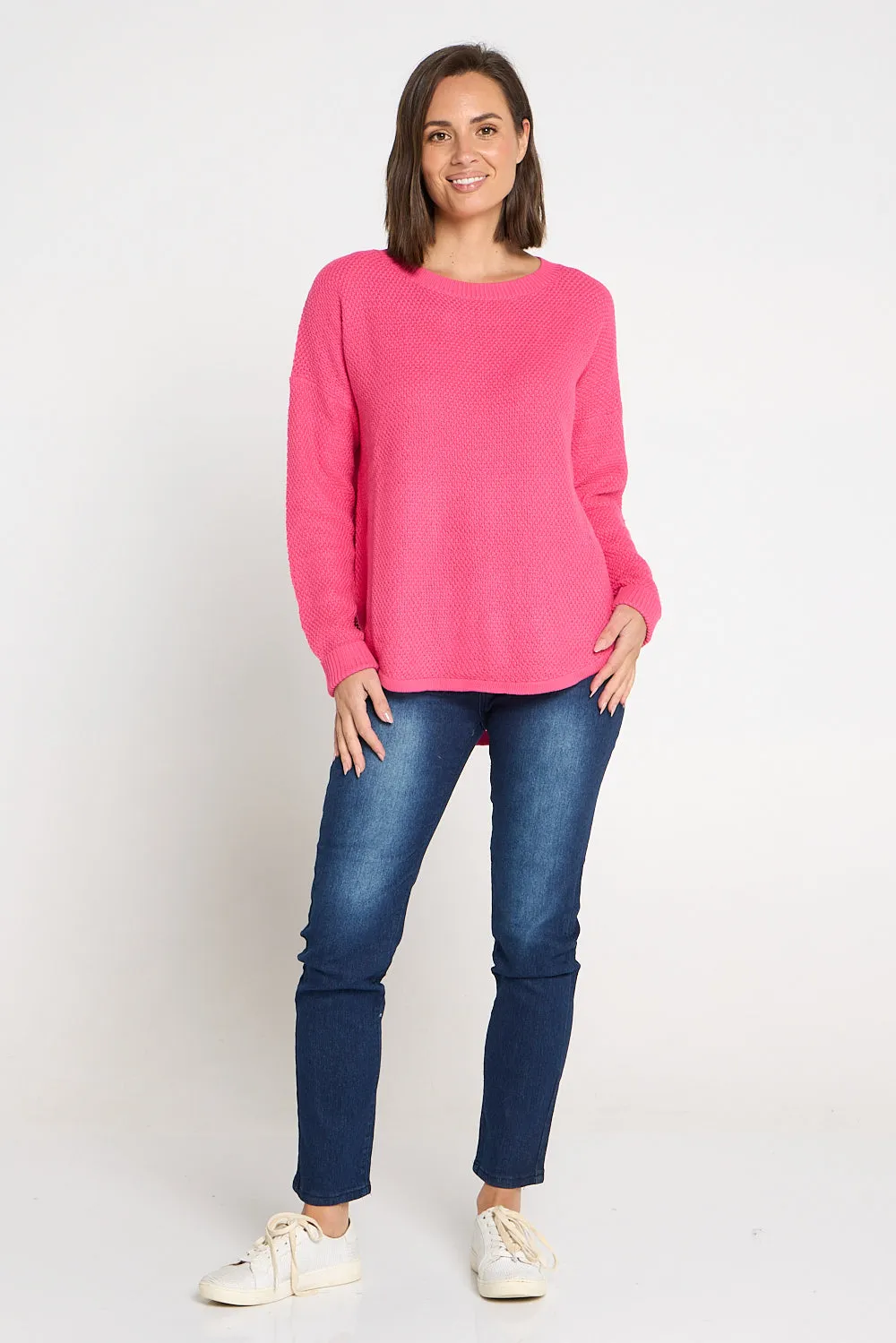 Brenda Waffle Knit - Hot Pink