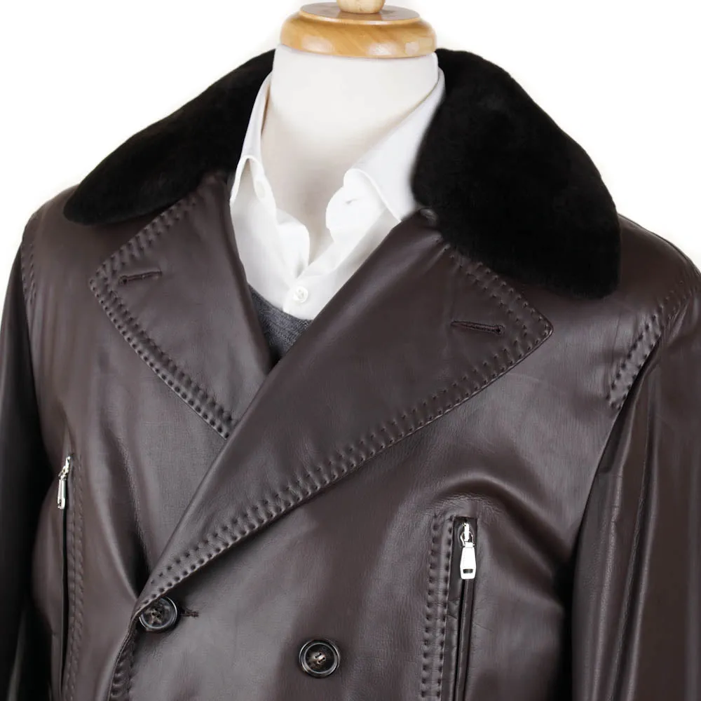 Brioni Leather Coat with Quilted Cashmere Lining