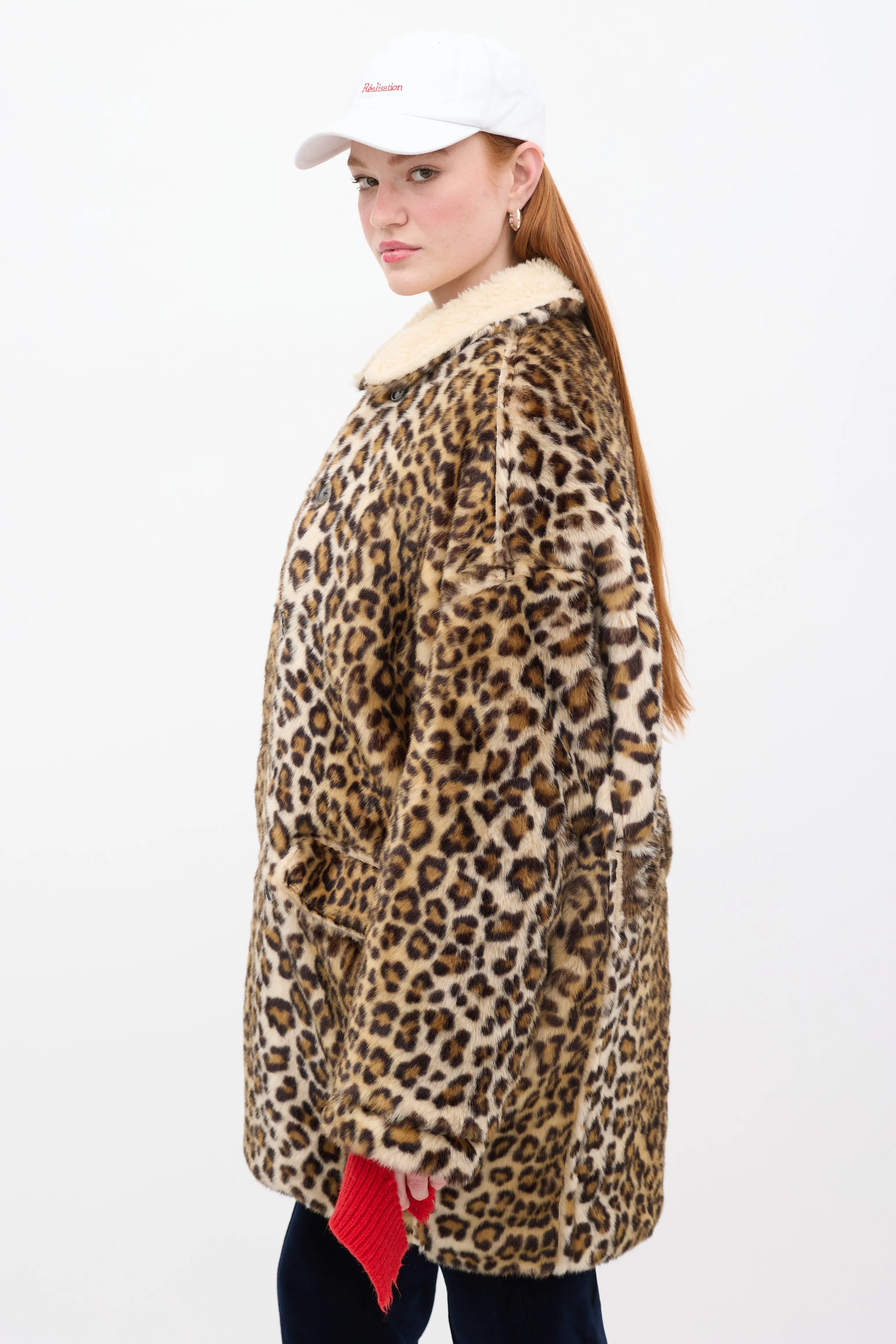 Brown & Black Faux Fur Printed Hunting Coat