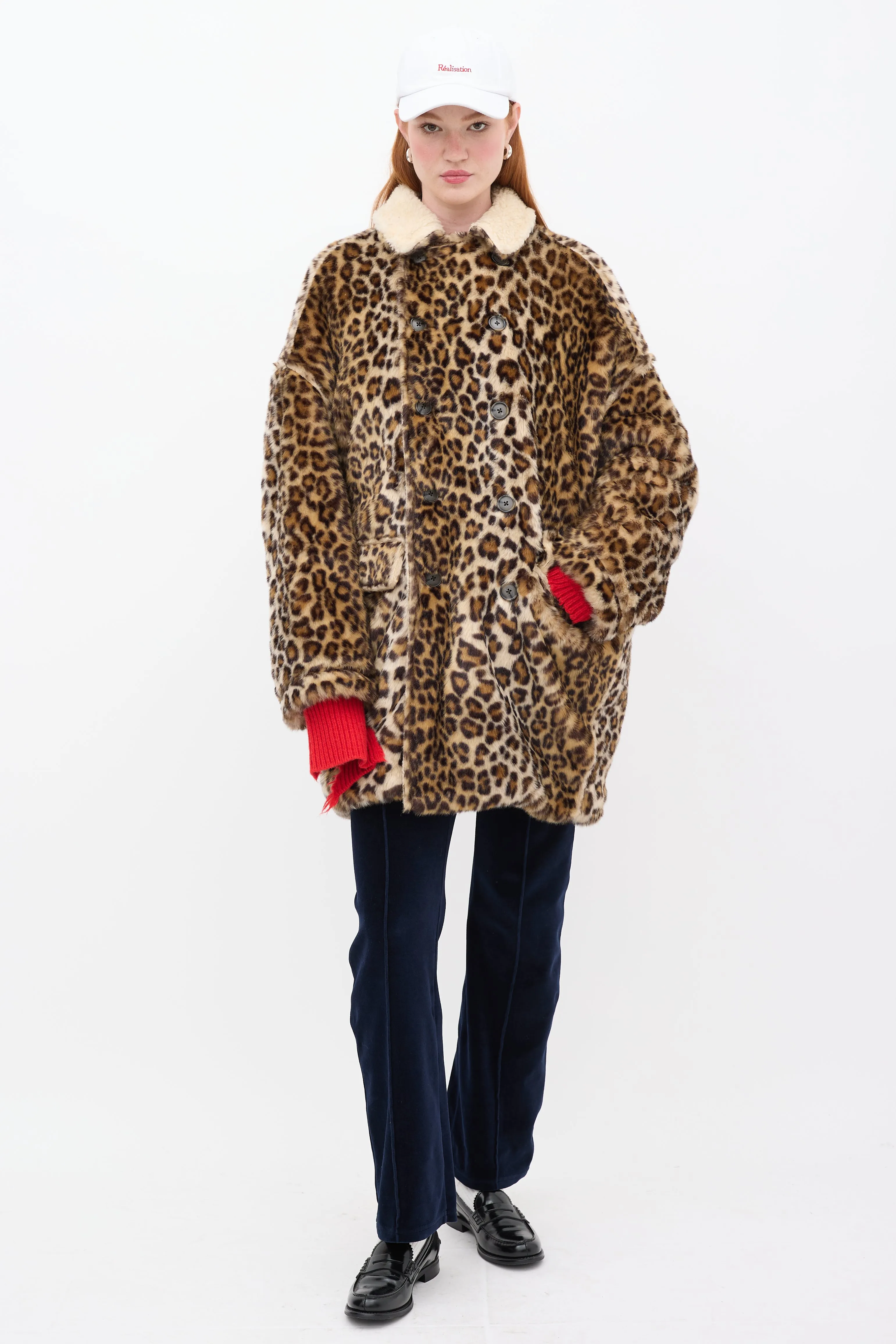 Brown & Black Faux Fur Printed Hunting Coat