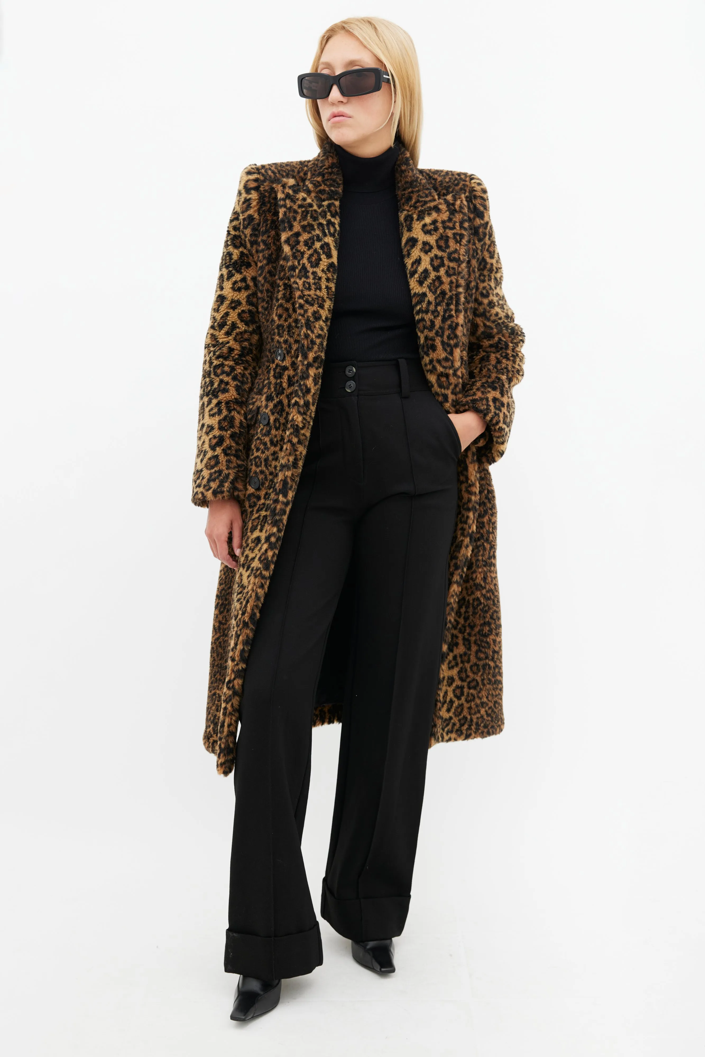 Brown & Black Hourglass Faux Fur Coat