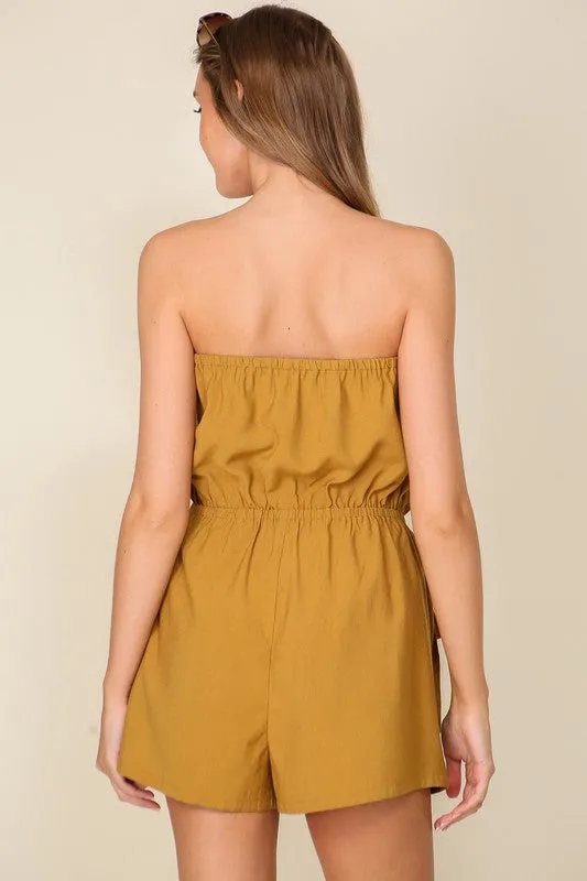 Brown Off Shoulder Romper