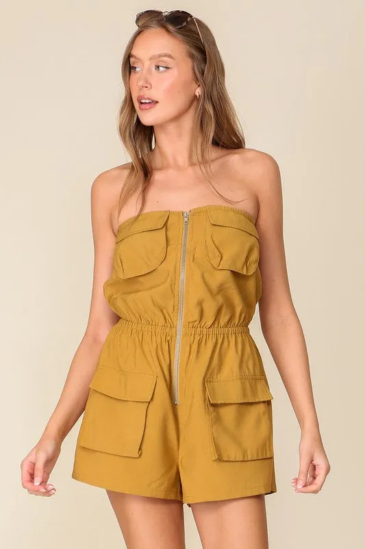 Brown Off Shoulder Romper