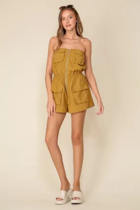 Brown Off Shoulder Romper