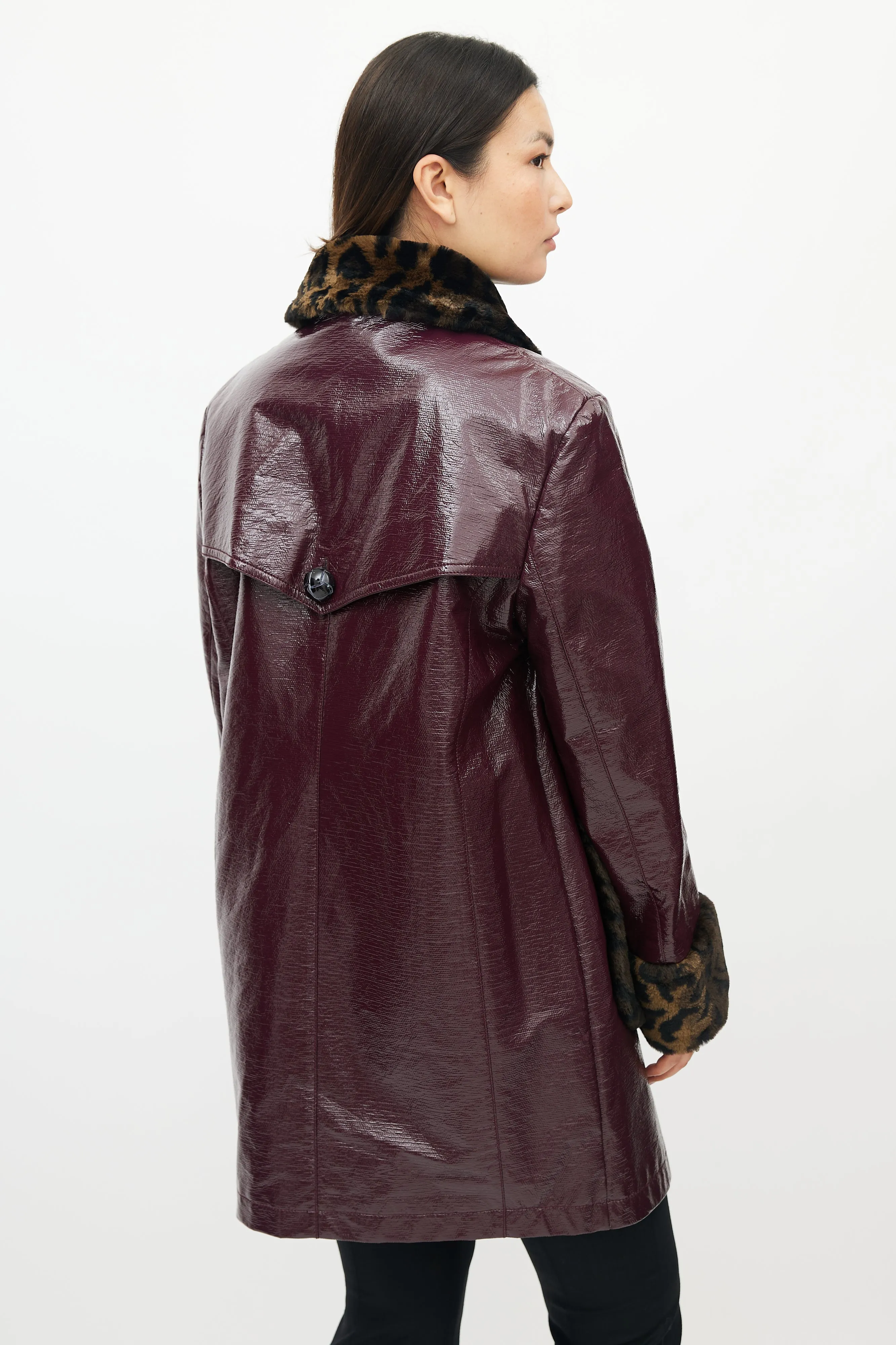 Burgundy & Brown Patent Coat