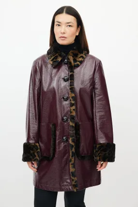 Burgundy & Brown Patent Coat