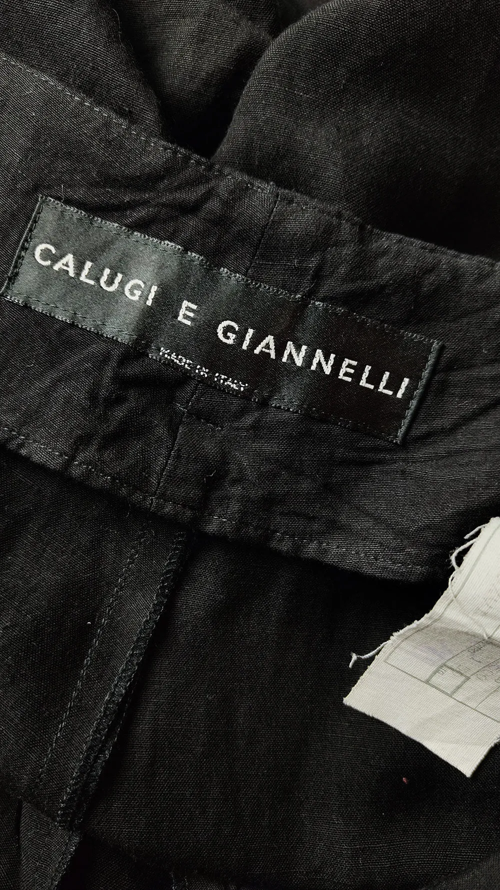 Calugi e Giannelli Vintage Mens Black Linen Blend Wide Leg Trousers