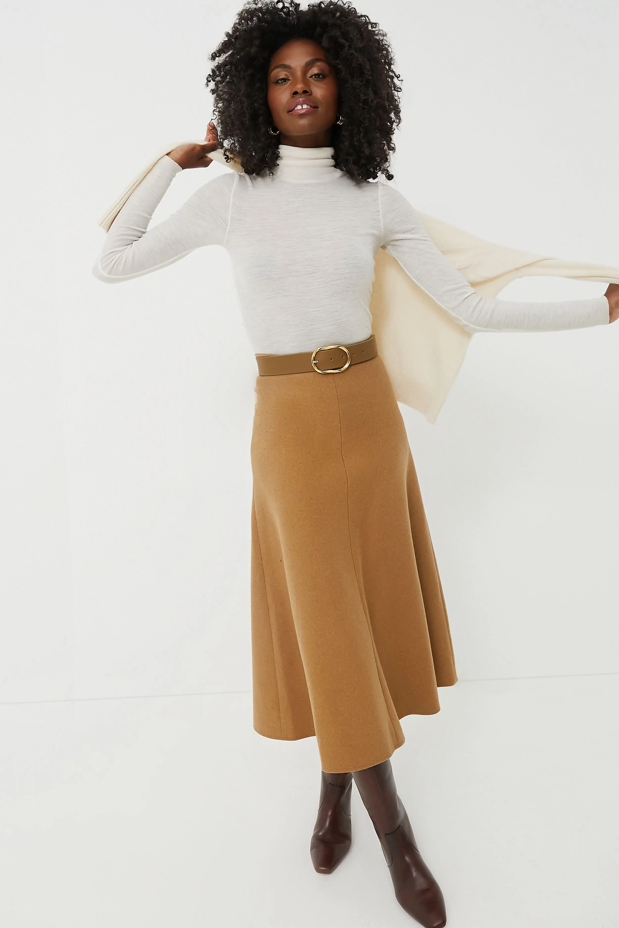 Camel Boushra Midi Skirt