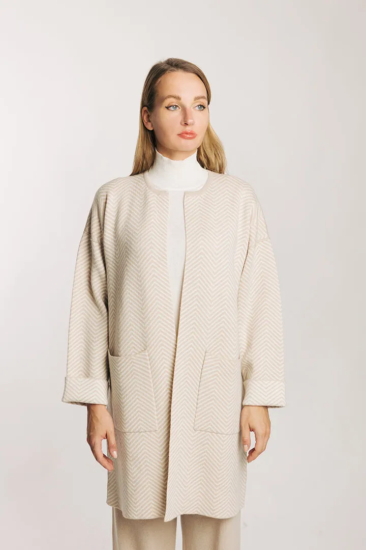 Cappotto chevron misto cashmere