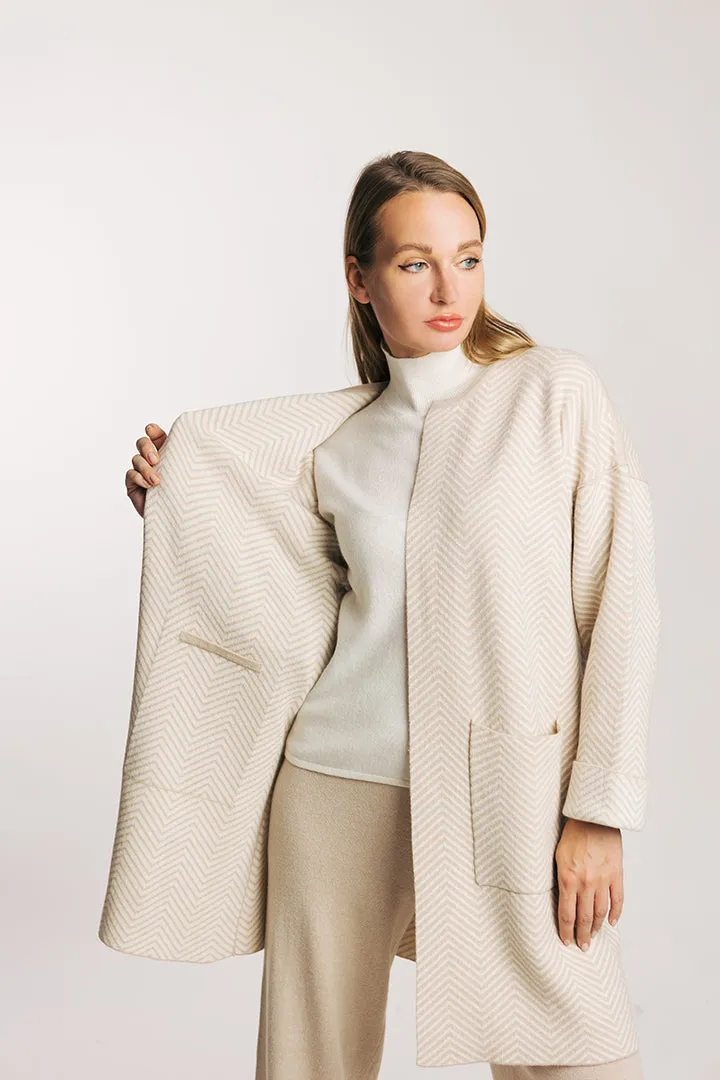 Cappotto chevron misto cashmere