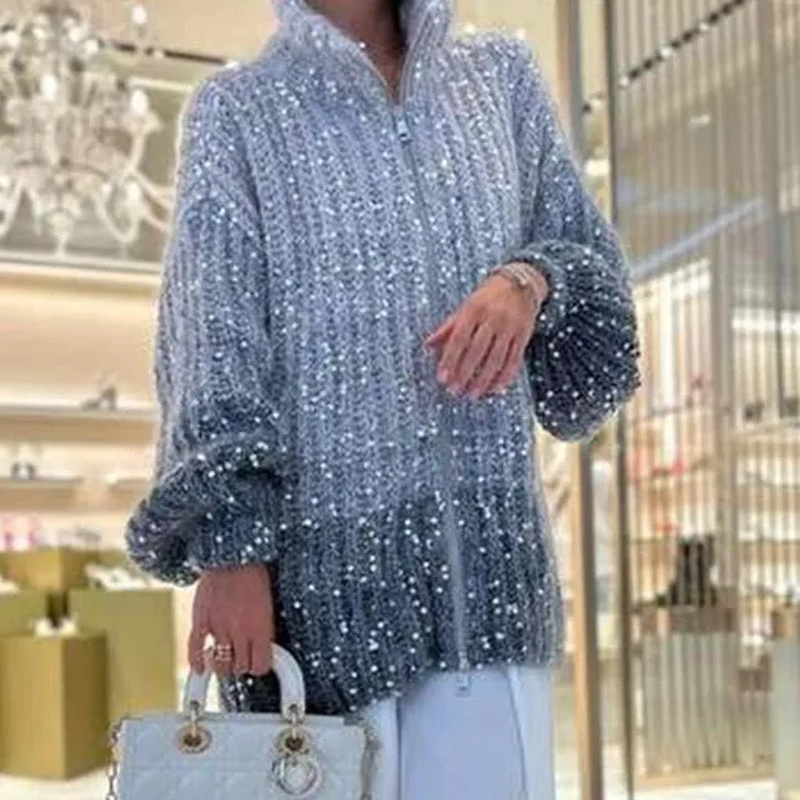 Catrine Ombre Sparkling Sequin Cardigan Jumper