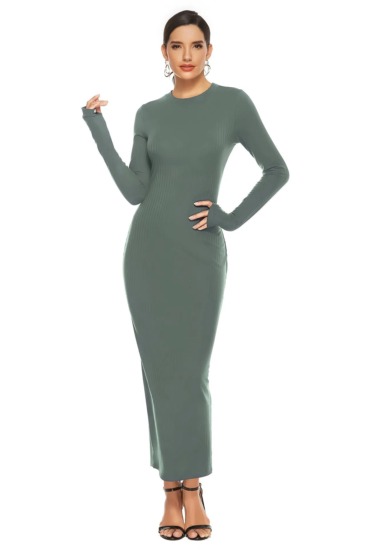 Cheers To You Knit Maxi Sweater Dress - Olive