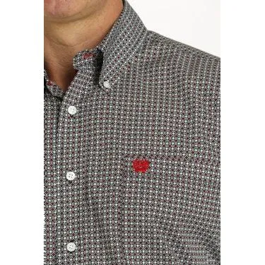 Cinch Men's Medallion Print Button-Down Western Shirt - Red/Black