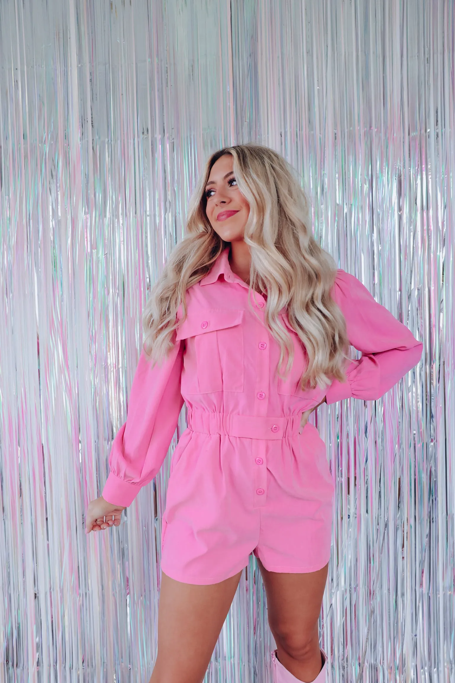 City Sophisticated Pocketed Romper - Pink