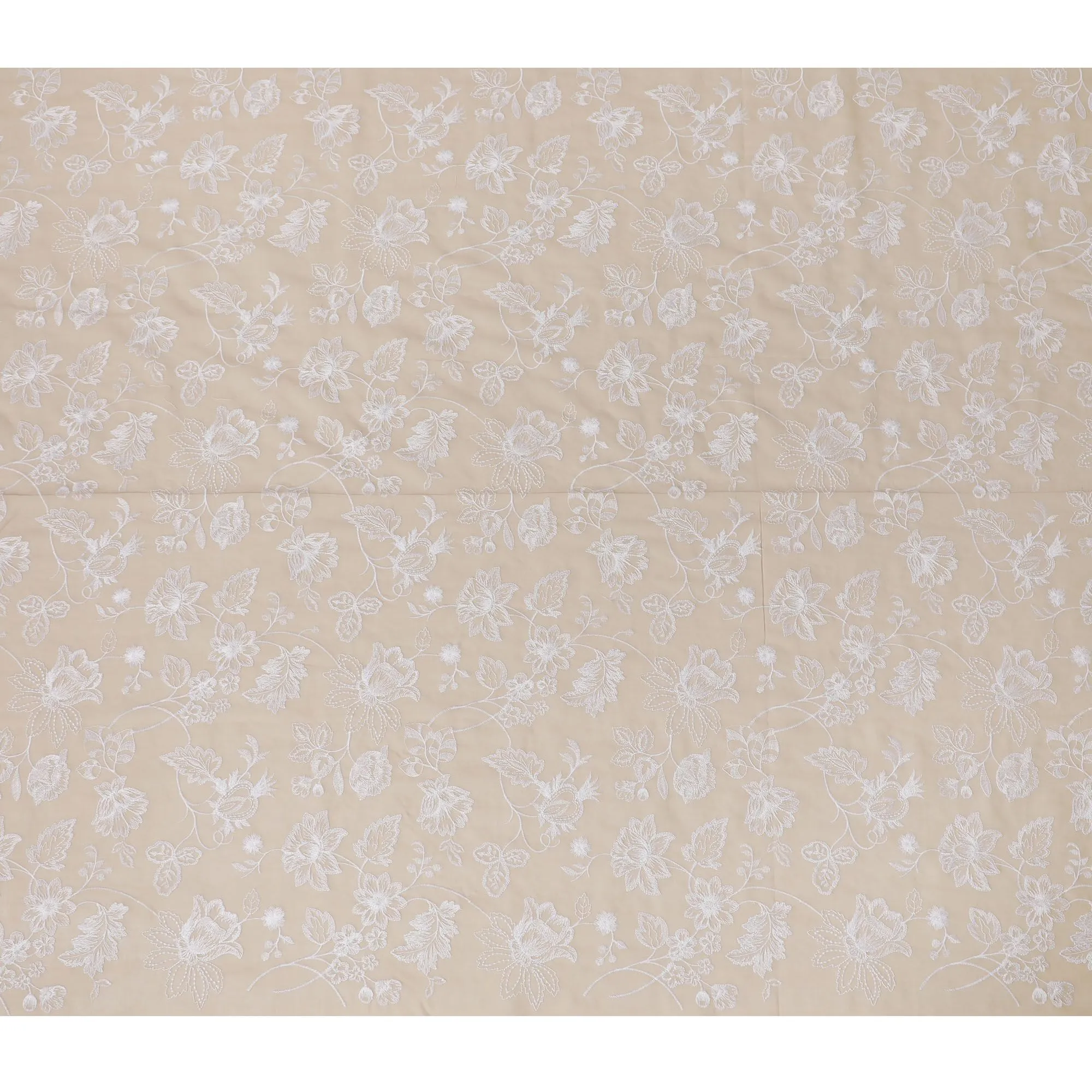 Classic Cream Embroidered Cotton Voile Fabric - Timeless 110cm-D17568