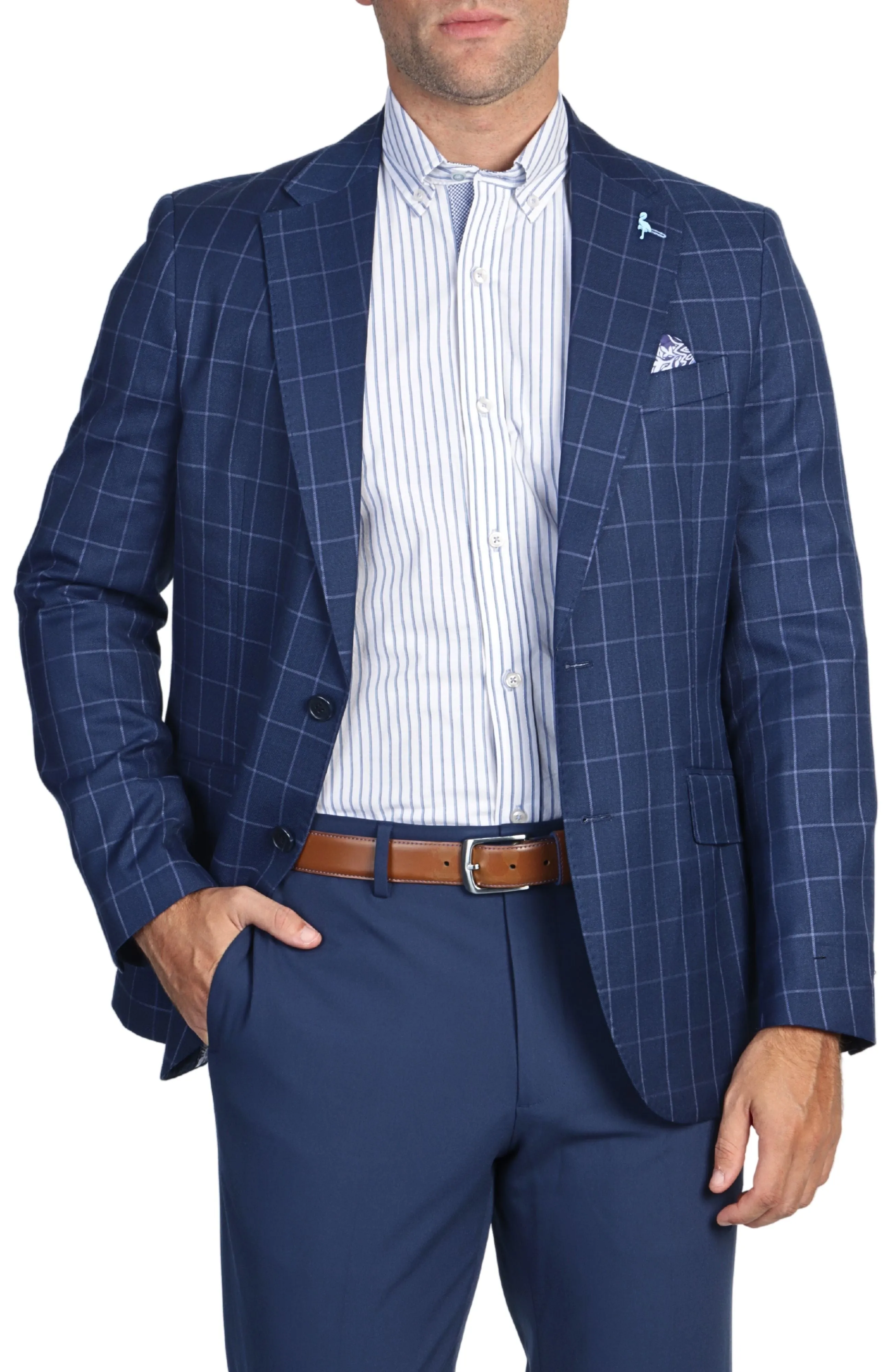 Classic Navy Windowpane Sport Coat