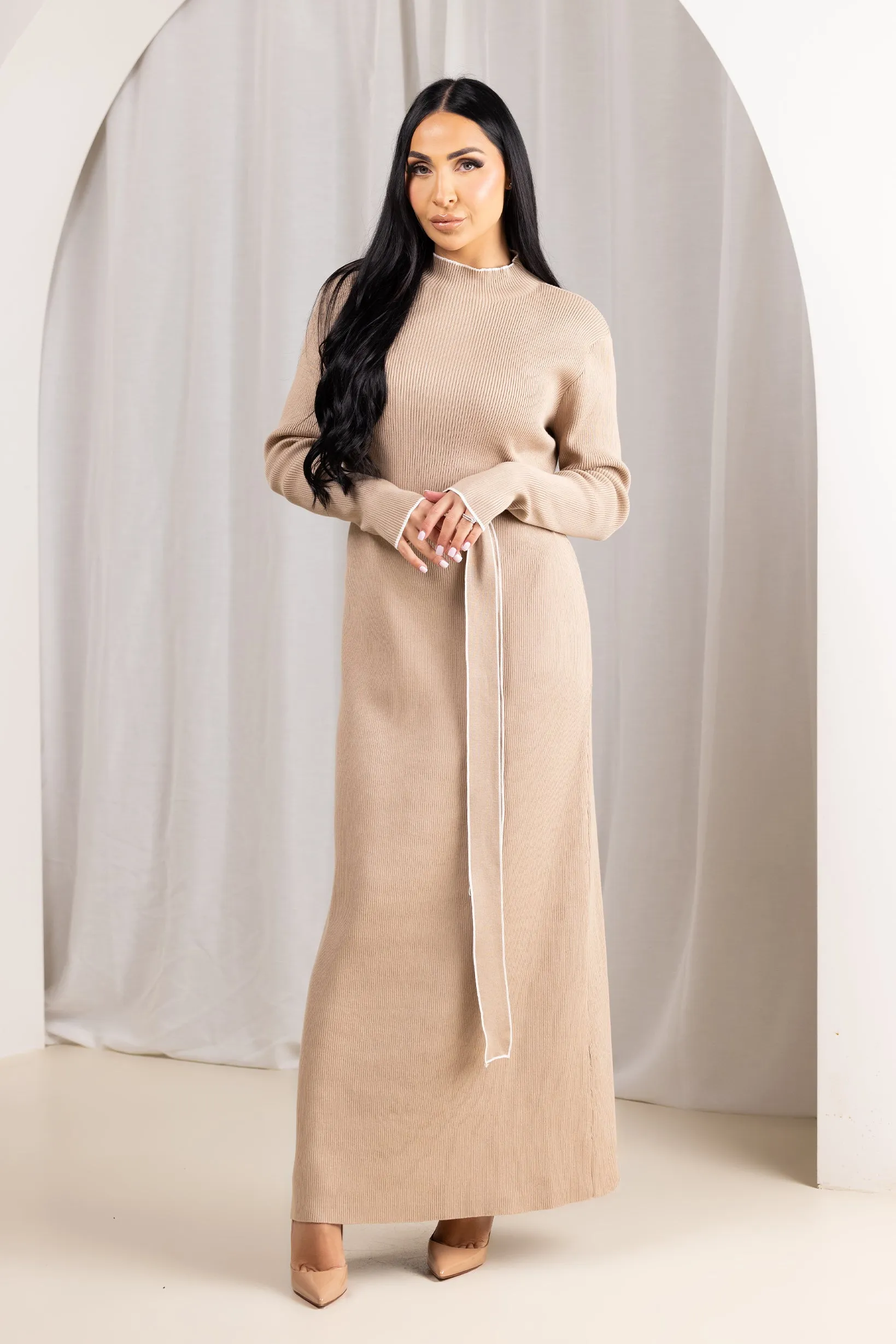 Claudelle Piping Knit Dress