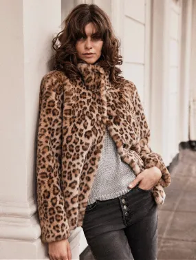 Claudia Luxe Recycled Vegan Faux Fur Jacket | Leopard