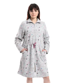 Comfy Coat Women's Winter Zip Dress - Grey