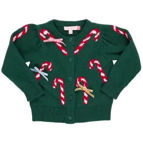 Constance Sweater - Green Candy Cane Bows