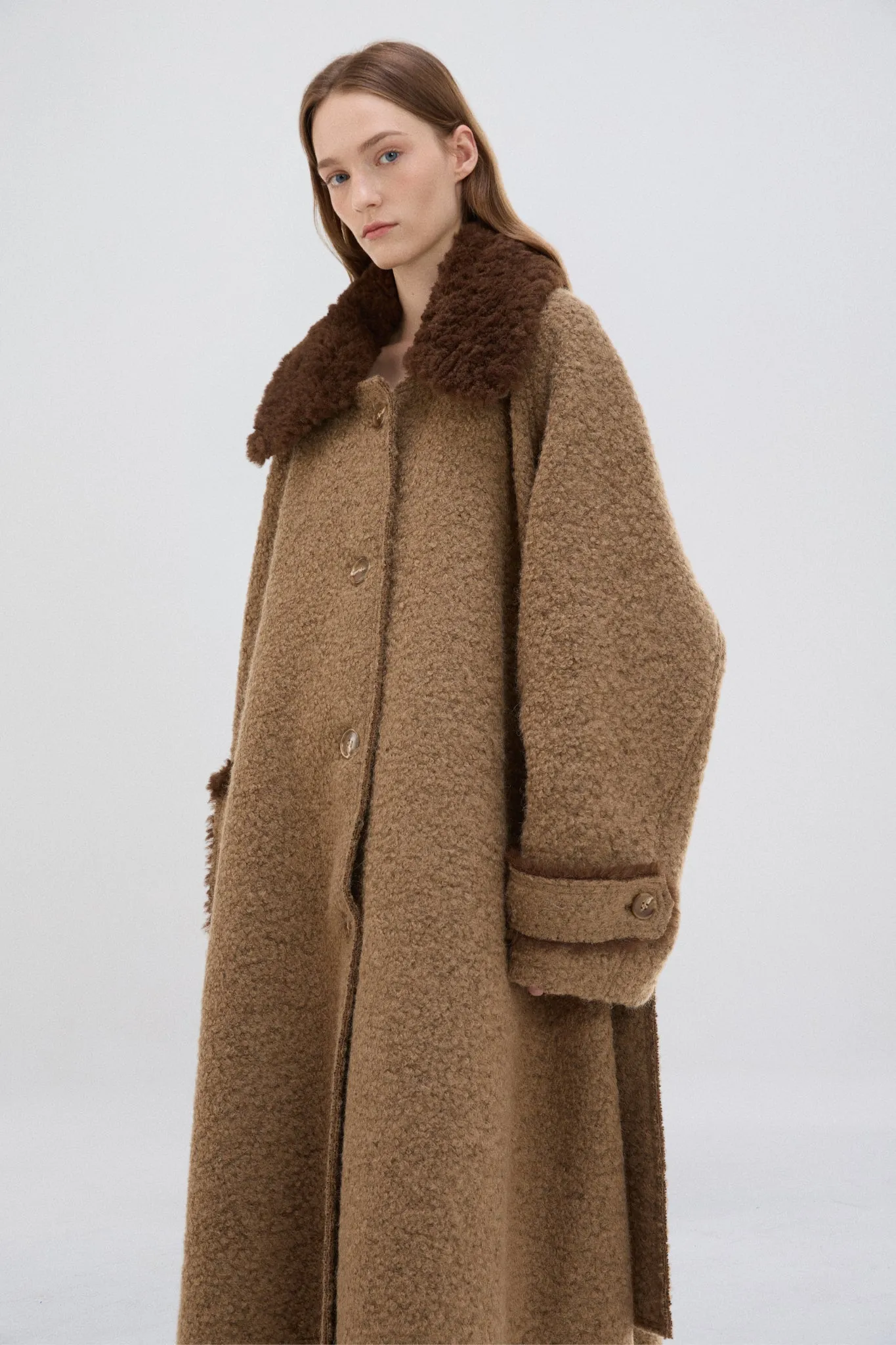 Convertible Faux Fur Collar Overcoat