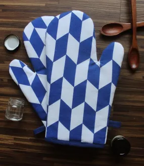 Cotton Classic Diamond Royal Blue Oven Gloves Pack Of 2