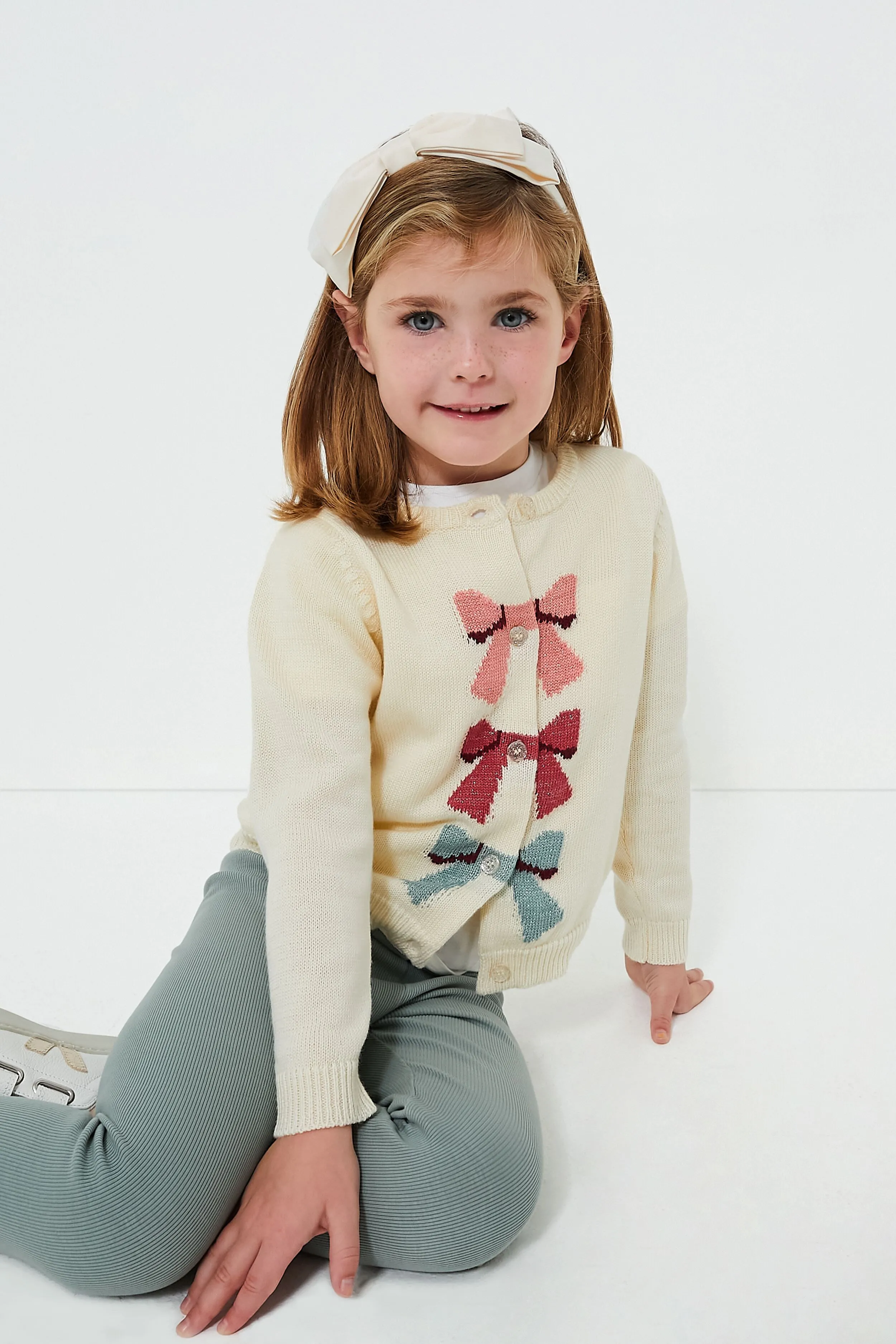 Cream Bows Girls Maude Sweater