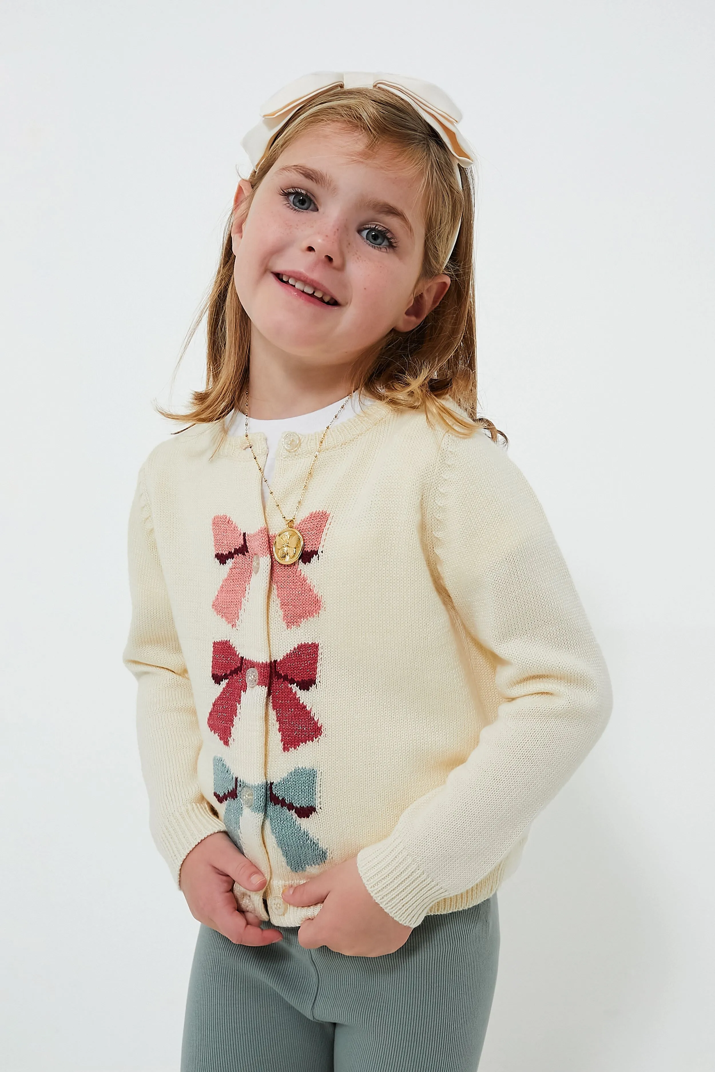 Cream Bows Girls Maude Sweater