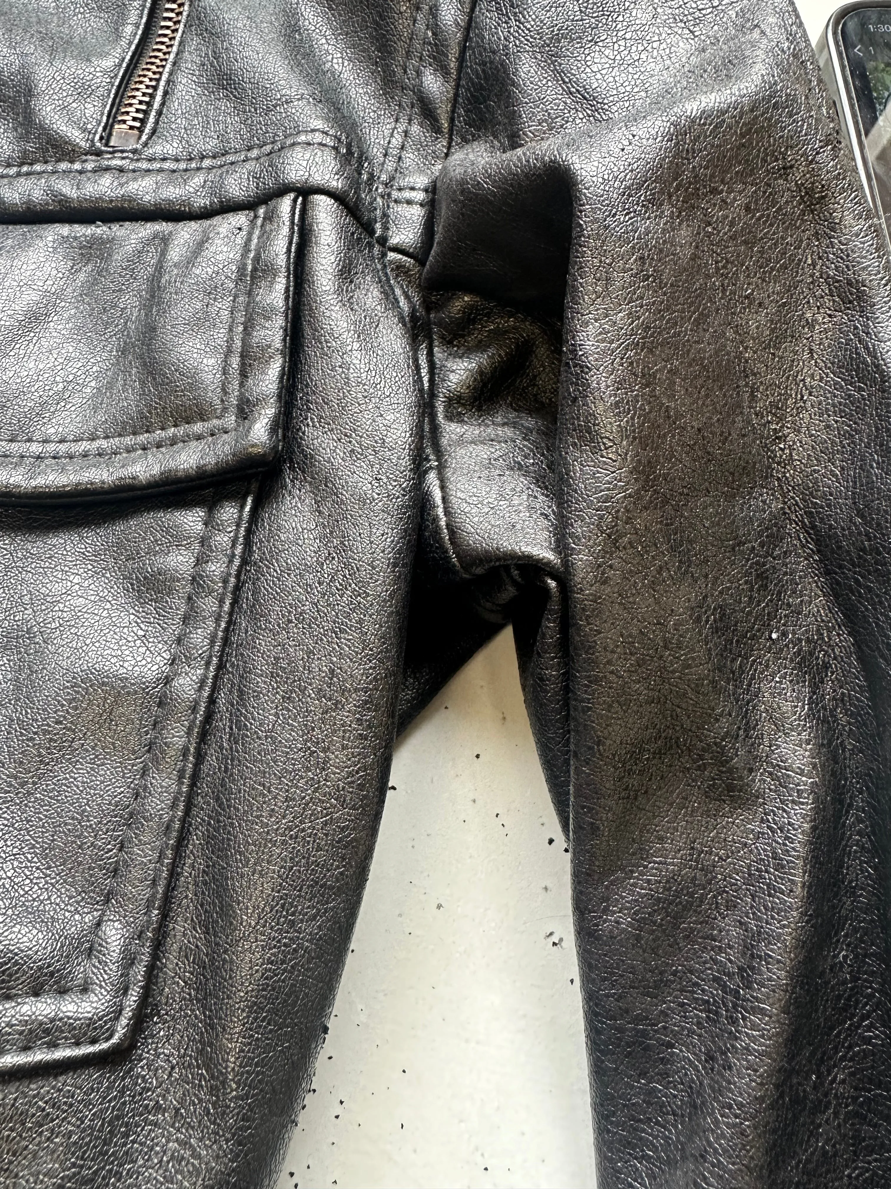 cropped black faux leather jacket