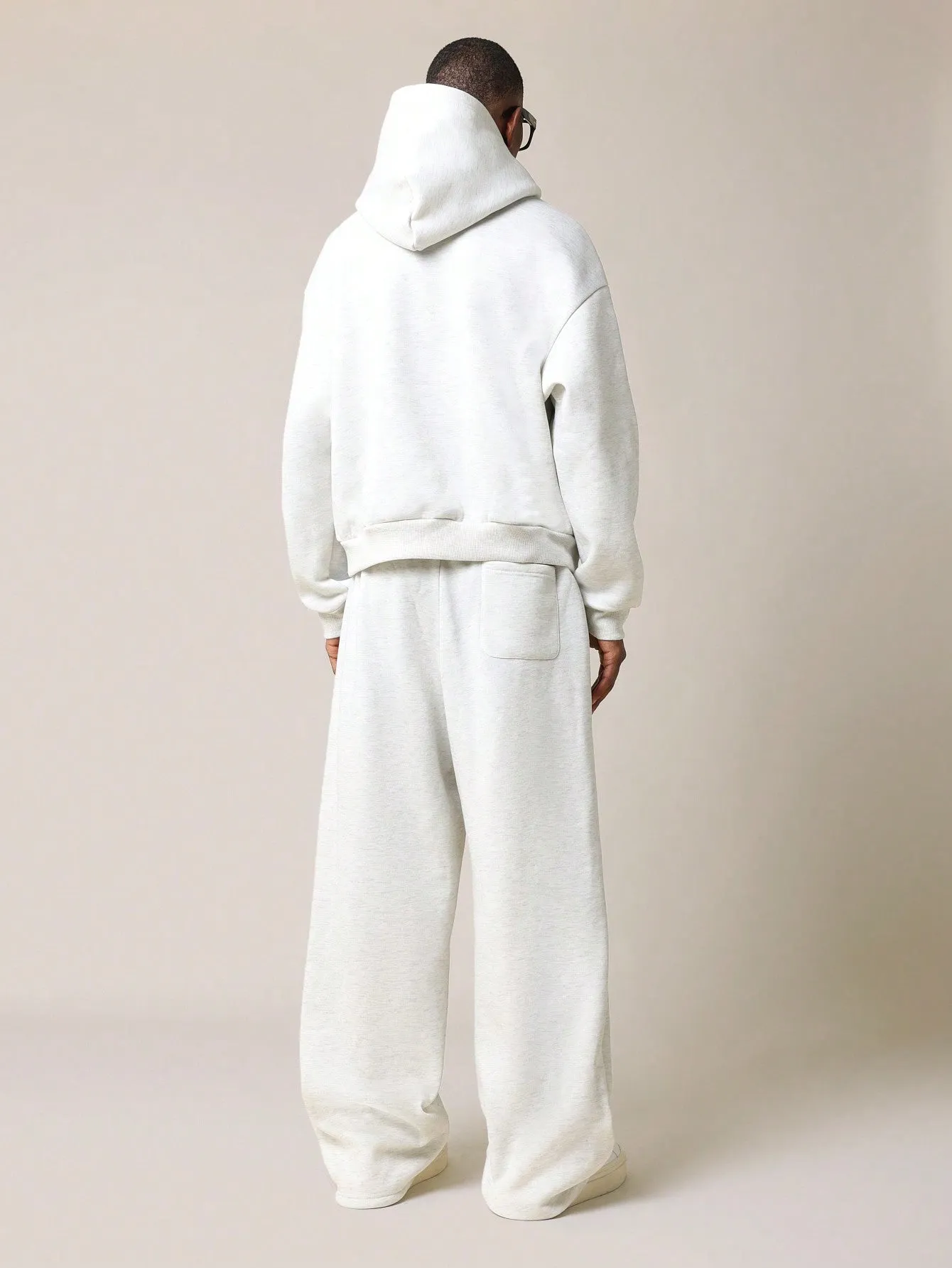 Cropped Essential Overhead Hoodie And Loose Fit Baggy Sweatpants 2 Piece Set