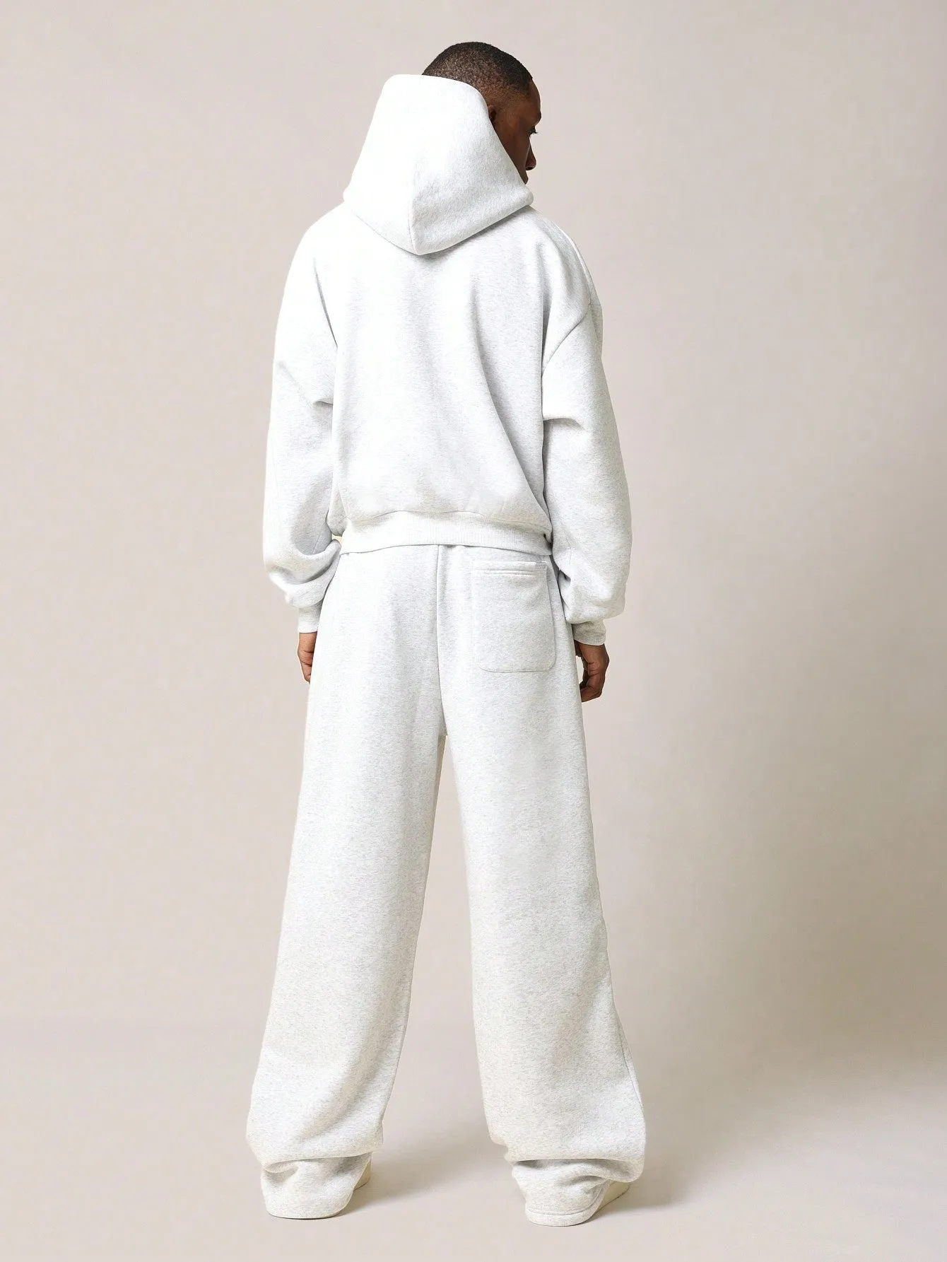 Cropped Essential Overhead Hoodie And Wide Leg Pleated Sweatpants 2 Piece Set