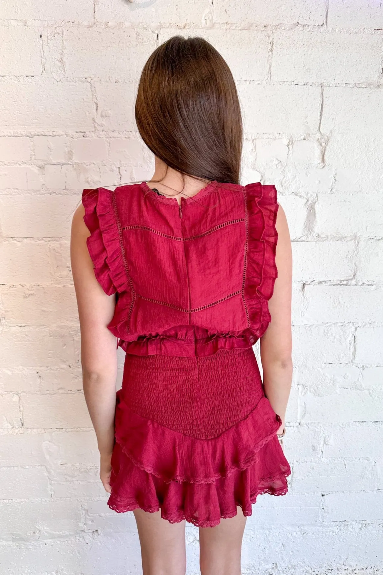 Crushed Merlot Ruffle Romper