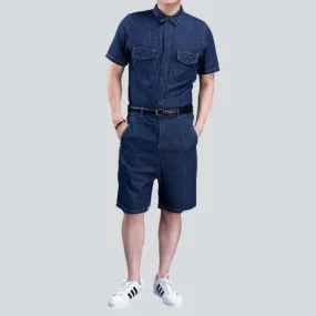 Dark wash men's denim romper