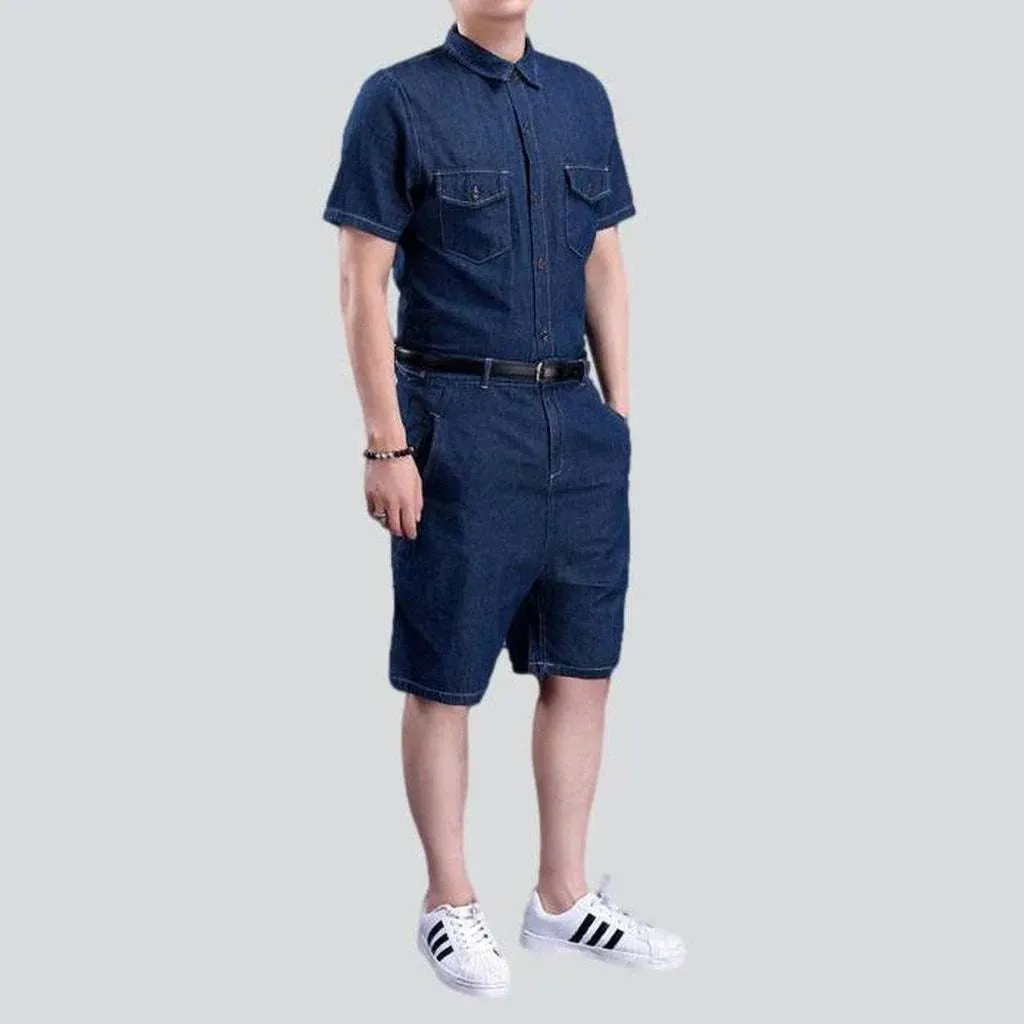 Dark wash men's denim romper