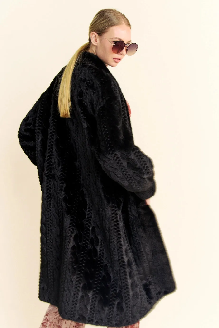 Davi & Dani Onyx Faux Fur Coat