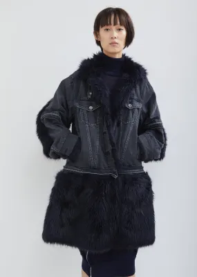 Denim Fur Trim Coat