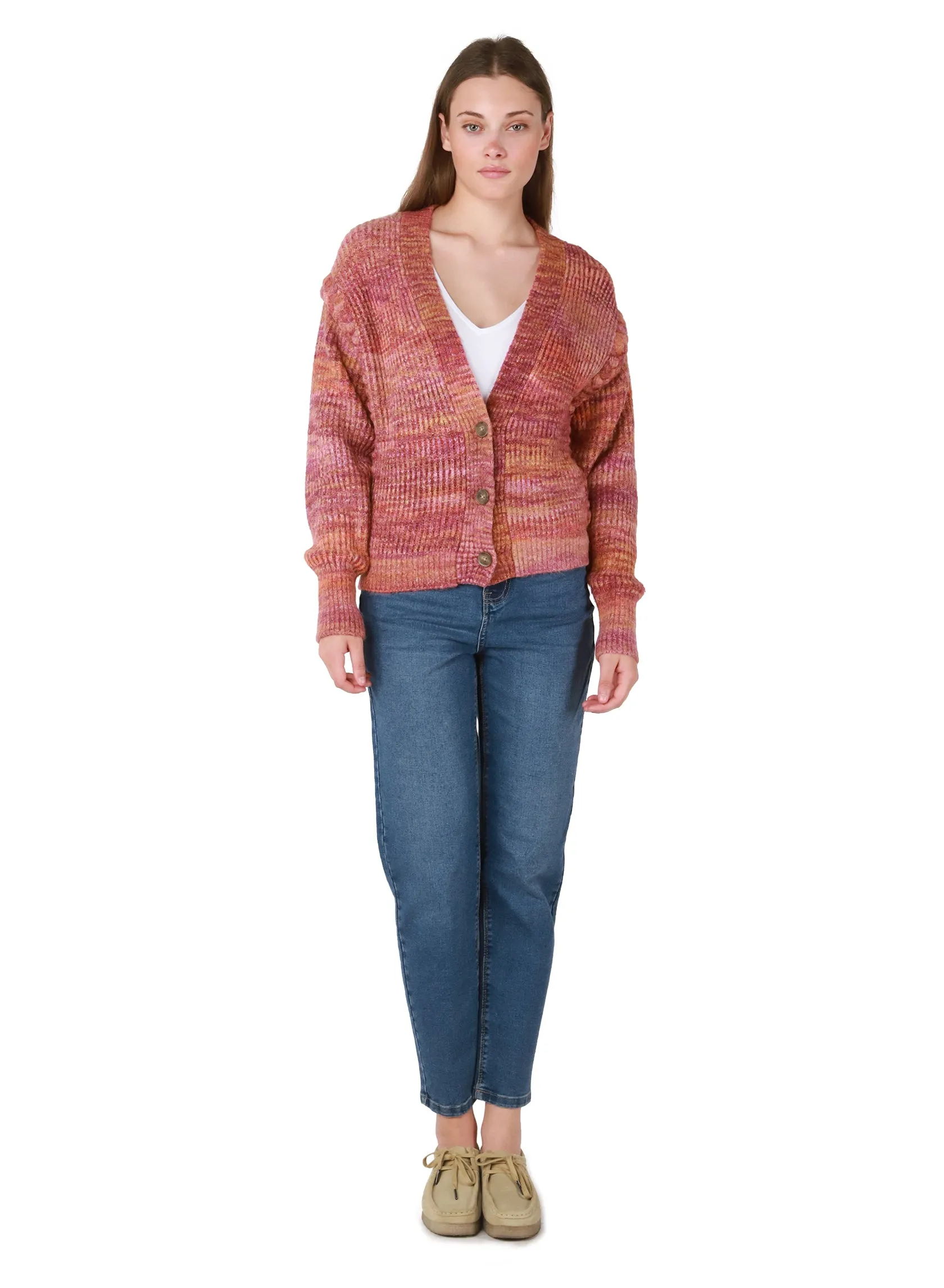 Dex Zoe Space Dye Button Front Cardigan