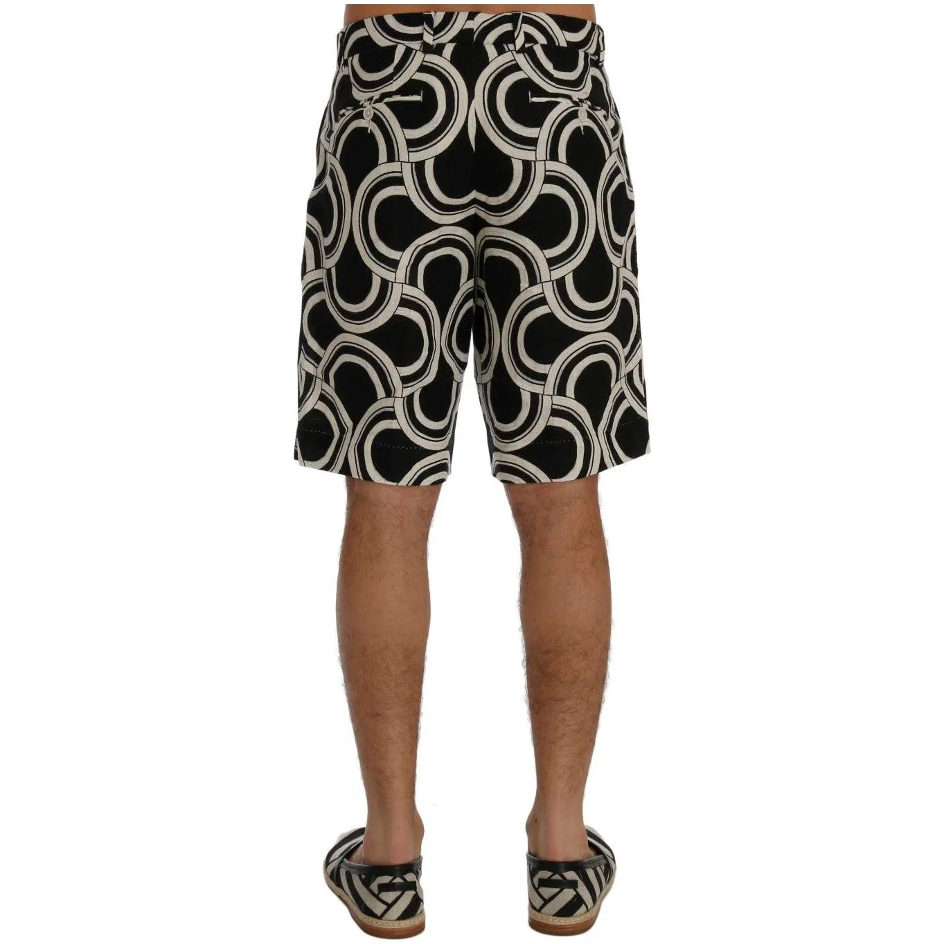 Dolce & Gabbana Chic Black & White Patterned Linen Shorts